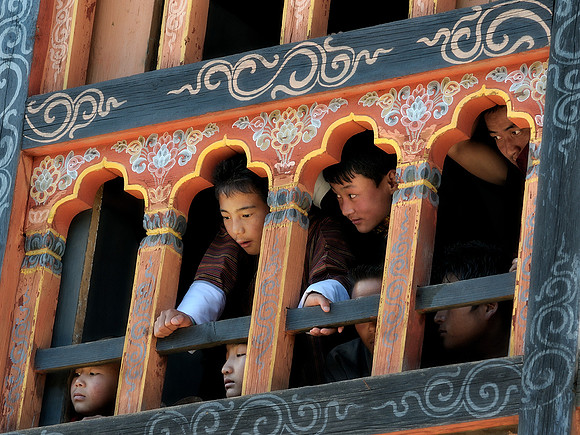 Monks at window