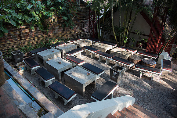 One of the outdoor seating areas