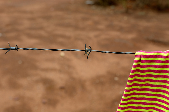 Barbed wire clothesline