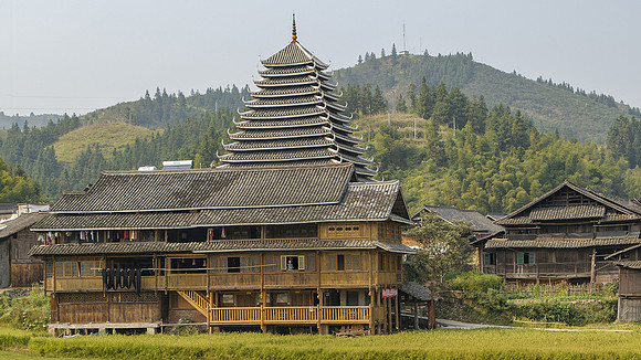Drum Tower and wooden homes